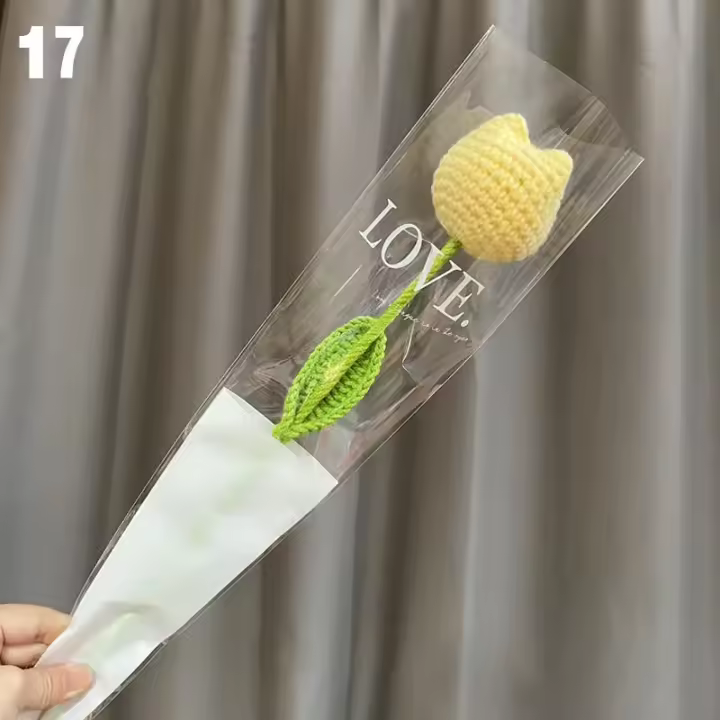 Ramo de Flores Falsas de Crochet Hecho a Mano Rosa Tulipanes Dáisí Decoración de Hogar Luz y Fuerza - 1