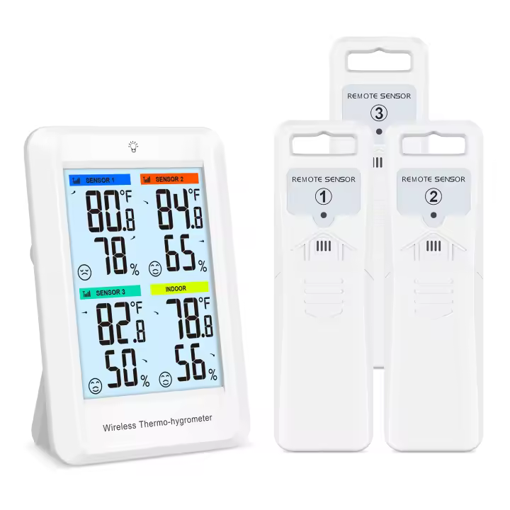 ORIA-termómetro inalámbrico Digital para interiores, higrómetro, Monitor de temperatura y humedad con 3 sensores para exteriores - 1