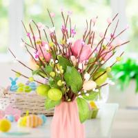 Recortes de huevo de Pascua, flores artificiales, decoración de Pascua, huevos de pájaro, planta falsa, adornos de mesa de habitación, pintura colorida - details 6