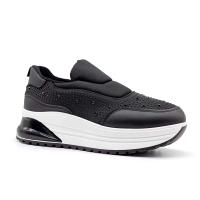 Zapatillas de deporte gruesas con plataforma para mujer Zapatos de papá con tacón de cuña oculto con cordones informales - details 1