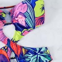 Bañador recortado de una pieza con estampado Floral, traje de baño con anillo, ropa de baño para mujer - details 4