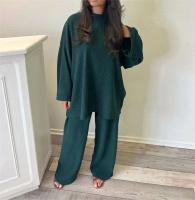 Conjunto de Pantalones de Color Sólido para Mujer Primavera Otoño Pantalones de Pierna Ancha y Manga Larga Conjunto de Dos Piezas de Moda - details 2