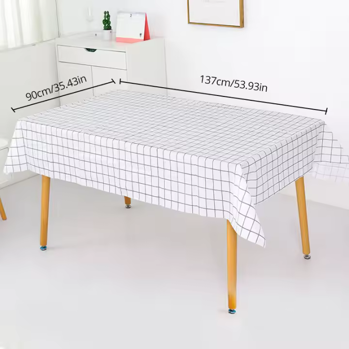 Mantel de Mesa PEVA Impermeable y Resistente al Aceite Diseño a Cuadros Negro y Blanco para Fiestas y Picnics al Aire Libre - 1