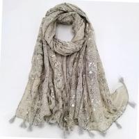 Chal de viscosa con borla y purpurina de para mujer, bufanda suave y brillante, Pashmina plateada, estola, Hijab musulmán - details 8