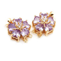 4 juegos de collares de flores de latón y circonita de Color dorado de 18K, cierres de conexión, suministros para hacer joyas Diy, accesorios para mujer - details 5