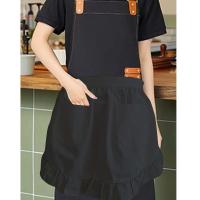 Nuevo Delantal para ayudante en limpieza de estilo europeo, delantal de cocina con bolsillos dobles, delantal de cocina antiincrustante para mujer, medio delantal - details 1