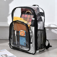 Mochila transparente de PVC, mochilas escolares transparentes sólidas impermeables, mochila de hombro con cremallera de gran capacidad, mochila de viaje portátil Unisex - details 5