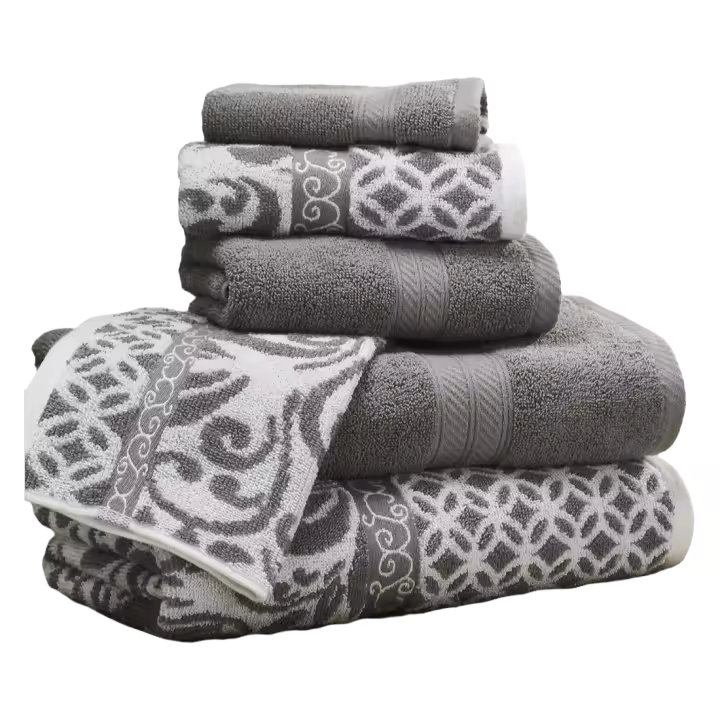 40,6x 27,9 Juego de 6 toallas de jacquard teñidas de hilo reversible de filigrana, toallas de baño, toallas de mano y paños de baño, súper absorbentes y de secado rápido - 1