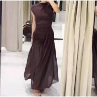 Vestido de noche largo elegante OUWU Fashion Mesh Patchwork Midi con mangas onduladas - details 10