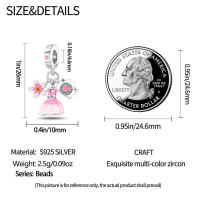 Dijes de plata de ley 100% para mujer, joyería fina DIY, regalo con cuentas de circón y Material metálico de piedra Natural - details 6