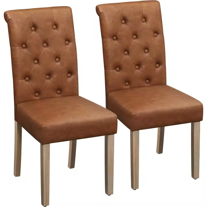 Juego de 2 Sillas de Comedor Silla Acolchada con Respaldo Alto Patas de Madera Silla de Tela para Comedor Cocina Negra - 1