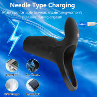 Estimulador clitoriano con anillo de gallo con funda para pene vibratorio, extensión vibratoria con anillo para pene y estimulación del punto G de 10 velocidades, funda para mejorar la circunferencia, juguete para adultos para parejas - details 4