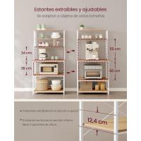 EstanterÍa de Cocina, EstanterÍa de PanaderÍa, 6 Estantes y 6 Ganchos, para Microondas, Marco de Acero, Industrial, 40 x 80 x 167 cm, MarrÓn RÚstico y Negro - details 59