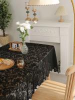 Mantel francés negro ENCE con estampado de cola de fénix, utilizado para decorar salones y mesas de comedor - details 0
