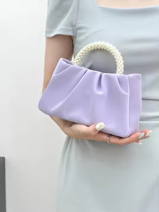 Bolso pequeño francés plisado, bolso pequeño de perlas de hadas de alta gama, bolso de mensajero tipo nube suave para niña - 1