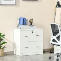 Cajonera de Oficina con 2 Cajones para Carpetas Colgantes con Cerradura y 2 Llaves 74x42x72 cm Blanco - details 2