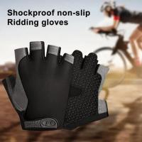 Guantes de ciclismo transpirables antideslizantes de medio dedo para hombres y mujeres, manopla de gimnasio, Fitness, deporte, entrenamiento - details 2
