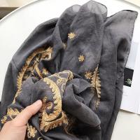 Otoño Invierno moda bordado anacardo Floral viscosa chal bufanda de mujeres indias cálido Pashmina Hijab y envolturas musulmanas Sjaal - details 13