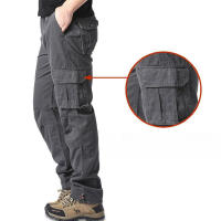 Pantalones casuales de trabajo para hombre con bolsillos multifuncionales, pecho de algodón sólido, estilo cargo recto para uso en exteriores y calle. - details 17