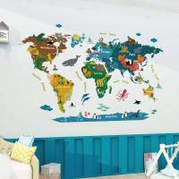 Pegatinas de Mapa Mundial de Dibujos Animados Autoadhesivas Vinílicas para Decoración de Pared de Habitación de Niños y Clase - details 1