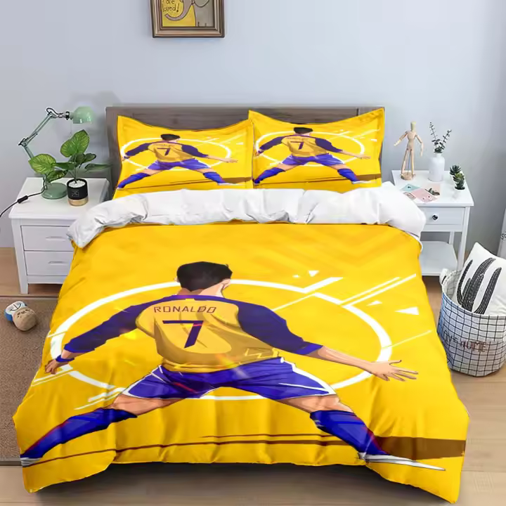 Juego de Ropa de Cama de Fútbol Digital Ronaldo Funda de Edredón Cómoda para Niños y Niñas - 1