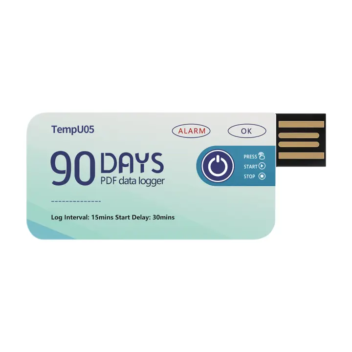 Registrador de datos de temperatura USB, 60/90 días, 10000 puntos, informe en PDF, Mini termómetro para almacenamiento en almacén, cadena de frío - 1
