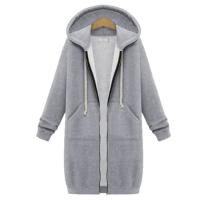 Sudadera con Capucha Larga y Cinturada Abrigo Exterior Casual para Mujeres - details 5