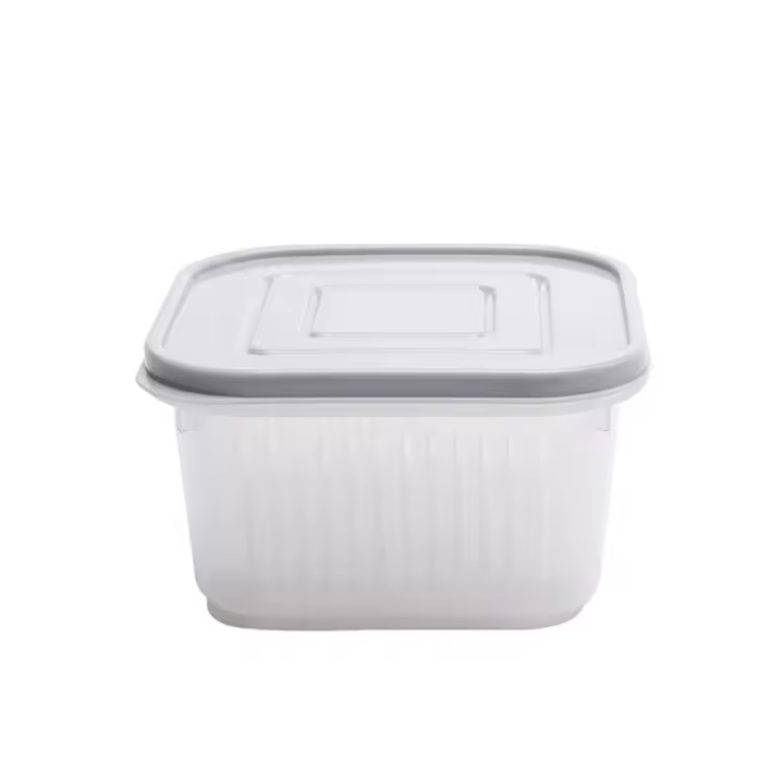 Nuevo Recipiente de plástico para alimentos, caja sellada Rectangular blanca, Beige y gris, - 1