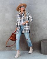 Chaqueta casual de lana con estampado a cuadros de moda de primavera 2025 para mujer - details 3