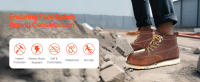 SucceBuy UK Tamaño 7.5 Punta de acero, Botas de trabajo impermeables con punta de mocasín para hombres, Suela de goma EVA antideslizante y transpirable, Marrón - details 0