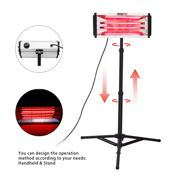 Lámpara de curado de pintura infrarroja DATOU BOSS, lámpara de pintura de calefacción de onda corta de 2000W con soporte elevable, luz de secado para carrocería de coche - 1