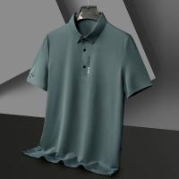 Polo de manga corta de Color sólido para hombre, Top elástico cómodo y transpirable, recién llegados, estilo informal de negocios - details 2