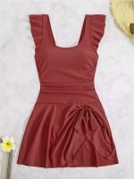 Traje de baño de una pieza 2025, falda deportiva de primavera, traje de baño conservador de talla grande para mujer. - details 8