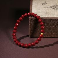 Pulsera de cuentas de piedra Natural para mujer, cuentas de Color rojo y dorado de cinabrio de la suerte, joyería de fiesta, regalo de buena suerte - details 3