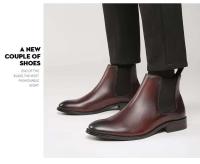 Zapatos de vestir de caña alta estilo cuero Botines de hombre Chelsea casuales de moda - details 1