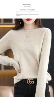 100% suéter de punto de lana Merino Otoño/Invierno 2024 nuevo jersey de cuello redondo para mujer Top hueco 11 colores abrigo versátil NJR1107 - details 11