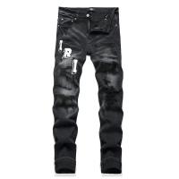 Pantalones vaqueros negros retro con agujeros para hombre, pantalones ajustados elásticos de moda, pantalones versátiles para hombre - details 1