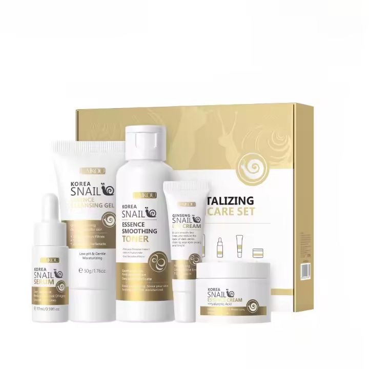 Set de cuidado de la piel, juegos y kits de cuidado de la piel revitalizante de caracol, regalos de cuidado de la piel de belleza facial para niñas adolescentes con limpiador, tóner, suero, crema para ojos, crema facial, cuidado de la piel hidratante reaf - 1