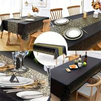 Mantel rectangular de plástico negro y dorado, cubierta de cumpleaños, manteles para Halloween, fiesta de retiro, 4 piezas - details 2