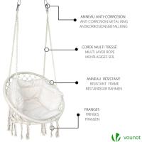 Silla Colgante Exterior con Flecos, Hamaca con Conjines y Kit de Suspensión, Ø80cm Silla Columpio para Interior y Exterior, Beiges - details 6