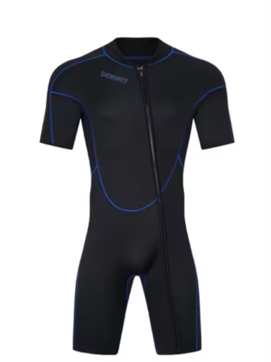 Traje de baño de neopreno para hombre, traje de baño de una pieza de manga corta para mantener el calor y el frío, novedad, 1,5/3MM - 1