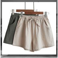 Pantalones cortos de lino para mujer, Shorts informales de algodón, de cintura alta, deportivos, color negro - details 1