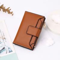 Cartera de cuero PU multifuncional portátil, cartera corta con cremallera de estilo coreano, monedero, tarjetero plegable de Color caramelo para uso diario - details 10