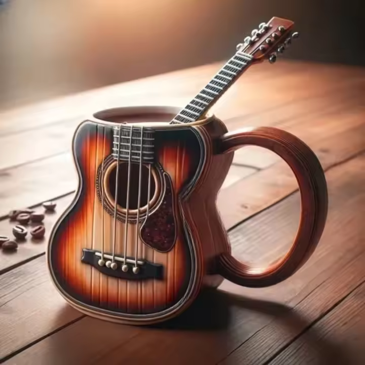 Taza de café con instrumento Musical de resina, diseño de guitarra, taza de café en forma de guitarra hecha a mano, taza de agua duradera para el hogar y la cocina - 1
