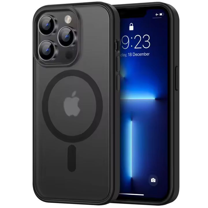 Funda Magnética para iPhone 13,14,15, Compatible con MagSafe, Carcasa Translúcida Mate Trasera Fina Antigolpes - 1
