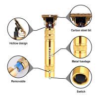 Kemei-cortadora de pelo profesional T9 para hombre, cortadora de pelo eléctrica con borde de Metal recargable, con acabado de barba y delineado, encendedor - details 1