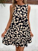 Ropa de mujer de verano, vestido informal sin mangas con estampado de leopardo - details 3