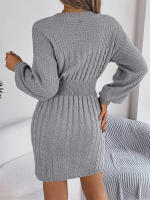 Punto de manga larga para mujer, vestido suéter elegante con aberturas, otoño e invierno - details 16