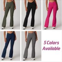 Pantalones acampanados de cintura alta para mujer, mallas deportivas elásticas, ropa deportiva, cinturón cruzado, botas cortas, pantalones de Yoga - details 1