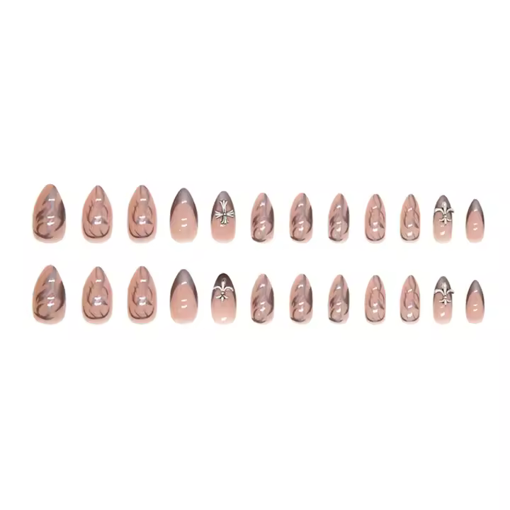 Set de Uñas de Pegamento de Almendra Completo Reutilizable, Patrón para Decoración de Dedos Arte de Uñas DIY en Casa - 1